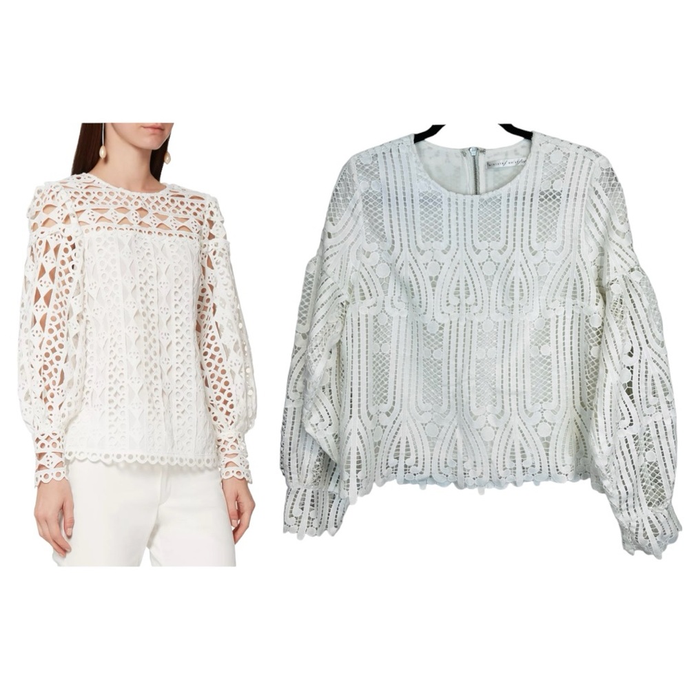 Ministry of Style Awaken Eyelet Trim crochet Top White